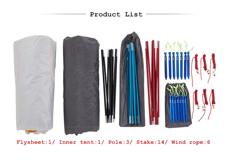 Cheap Goat Tents ASTA GEAR Outdoor 3 Person Tunnel Tent  Rainproof Large Space Family Camping Equipment   